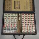 Chinese Mahjong Set, Traditional Majong Sets Chinese with 146PCS 0.87" x 0.59" x 0.47" Mini Mahjong Tiles, 2PCS Dot Dice & 6.7 Wooden Carry Case for Travel, Family Gathering, Party