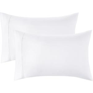 Bedsure King Size Pillow Cases Set of 2 - White Polyester Microfiber Pillowcases 2 Pack, Super Soft Pillow Case Cover with Envelop Closure, 20x36 Inches