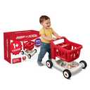 Radio Flyer Scan & Sort Shopping Cart, Red, for Kids 1+, Interactive Baby Walker with Lights & Adjustable Sound, Includes 6 Play Food Items, Adjustable Height Baby Push Walker, for Indoor Play, Missing 3 Wheels