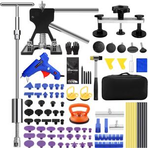 VEXTRO Dent Puller Kit, Paintless Dent Repair Tools with Dent Lifter, Bridge Puller, Slide Hammer T-Bar, PDR Car Dent Removal Kit with Glue Gun and Tabs for Auto Body Hail Damage