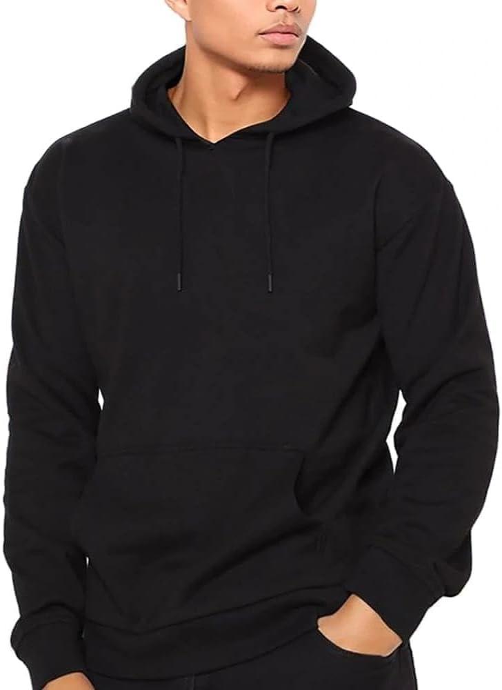 Casual Unisex Hoodies Sweatshirt for Men Women, Comfortable Lightweight Fleece Adult Pullover with Pockets (Black)