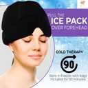 Dr. As Hat for Headache & Migraine Relief - Reusable Head Ice Pack Facial Mask to Help Relieve Muscle Tension & Sinus Pain - Liquid Gel Cold Compress Cap for Comfort, Relaxation - One Size Fits All (Black)