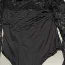 Avidlove Lace Long Sleeve Bodysuit for Women Crew Neck Body Suits Slimming Going Out Concert Tops Fall Outfits (Medium, Black)