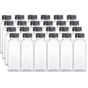 RELI. 24 PACK, 12 OZ Reusable Plastic Juice Bottles with Caps