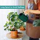 Watering Can Indoor Plants, 35oz Small Stainless Steel Metal Watering Can Modern Decorative Watering Pot with Long Spout for Indoor House Plant Bonsai Garden Flowers (Saga Green 1)