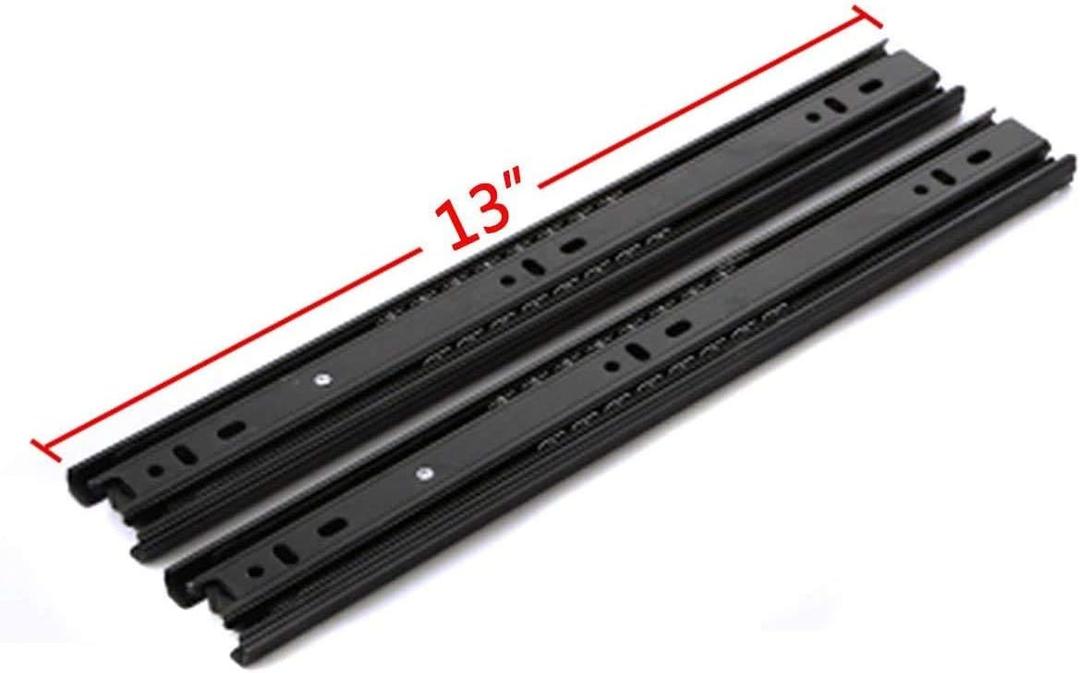 Drawer Slides, 13 Inch Full Extension 3 Section Ball Bearing Side Mounted Drawer Slider for Cabinet Kitchen Furniture 2 Pack (13 Inch, Black)