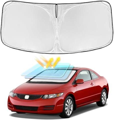 for Honda Civic 2006-2011 Windshield Sun Shade - 4 Layers Car Sunshades for Front Windows Shade Cover Custom Fit Civic Sun Visor 240T Retractable Shade Blocks UV Rays Car Accessories