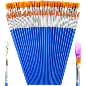 66 Pcs Small Paint Brushes Set - Slurrivate Round & Flat Brush Bulk for Detail Painting, Perfect for Acrylic, Watercolor, Canvas & Face Painting | Classroom, Kids & Artist Craft Supplies