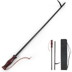 Fire Poker with Blow Poke - 34in 2-in-1 Fireplace Tool with Comfortable Wooden Handle, Durable Poker & Airflow Stick for Fire Pits, Wood Stoves & BBQ