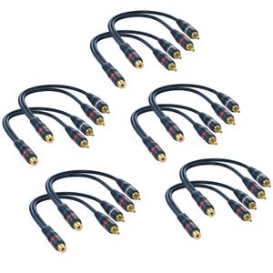 RCA Splitter 1 Female to 2 Male [10-Pack], RCA Y Splitter Audio Video Adapter Cable 8 inch (Dark Blue)