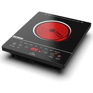 Karinear Portable Electric Cooktop, Electric Stove Single Burner Ceramic Cooktop with Touch Control, Child Safety Lock, Timer, Residual Heat Indicator, Overheat Protection, 1800W 110V Infrared Burner