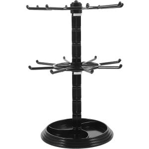 Jewelry Stand 2 Tier Necklace Holder Black Bracelet Hanging Organizer Rotating Jewelry Earring Display Keychain Display Stand Plastic Jewelry Rack for Malls Counter Dressing Table