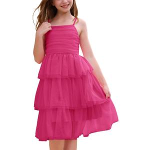 Girl Ruffle Formal Wedding Tiered Tulle Dress Teen Pageant Birthday HOCO School Prom Outfits Junior Graduation Dress