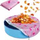 Foldable Dog Pool Cover Waterproof Round Pet Dog Kiddie Bath Tub Lid Cover, Fit for 32/48/63 Inch Pools, Outdoor Portable Puppy Pool Accessories with Drawstring