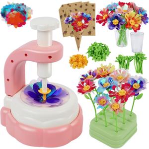 Glintoper Fabric Flower Craft Kit for Kids, DIY Bouquet Maker Toys Birthday Gift for Toddler Girls Age 4 5 6 7 8 9, Xmas Gifts for Preschool Girls, Educational Crafts Handmade DIY Activity Set