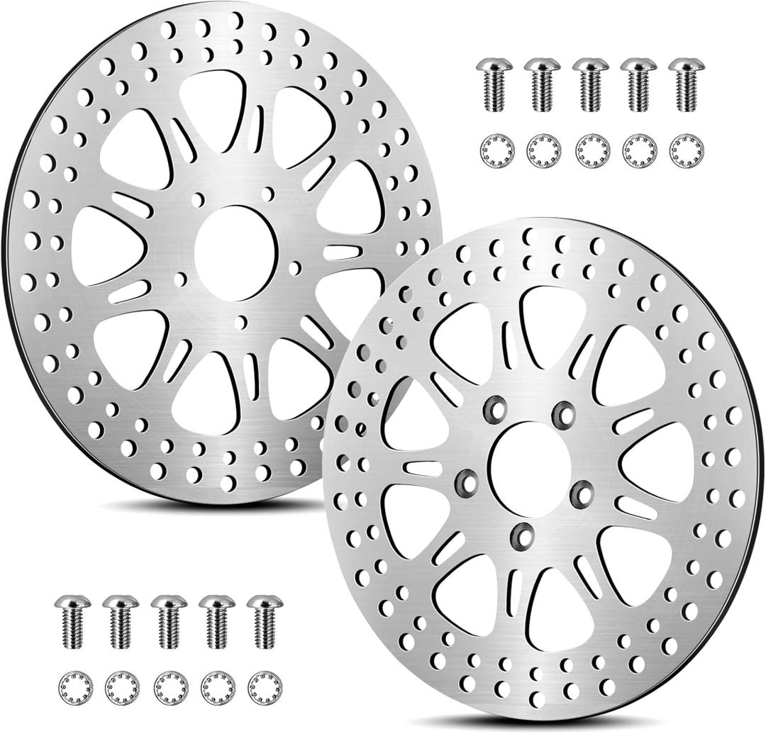 2 * 11.8'' Front Brake Rotors Compatible with Harley Rotor Road Glide,Road King, Electra Glide,Street Glide,Tri Glide,Dyna,Fat Bob,Low Rider s,V-Rod,Brushed Finish Stainless