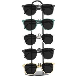 Metal Sunglass Organizer,Glasses Holder,Eyeglass Holder,Sunglass Storage Eyeglasses Rack Metal Frame for 5 Pairs (1, Black)