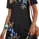 Womens Summer Dresses Beach Casual Loose Tshirt Floral Short Sleeve Flowy Pockets Sundresses 2026, M
