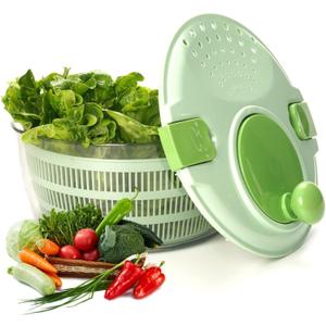 Salad & Lettuce Spinner,Large 4.2L - Quick Dry Fruit & Vegetable Washer with Locking Lid,Ergonomic Handle,BPA-Free (Green),Easy for Salads and Faster Food Prep