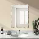 KOHROS Wavy Wall Mirror Frameless Bathroom Mirrors for Over Sink 18 x 24" Beveled Edge Mirror for Vanity and Entryway Hang Horizontally or Vertical