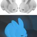 NiHome 2 PCS 3D Printed Bunny Toilet Floor Bolt Cover Caps, Glow in the Dark White Rabbit Toilet Bolt Covers Caps Decorative & Protective Easy Installation for Bathroom Decor Dust Debris Prevention