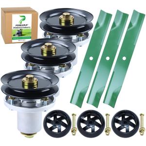 POSEAGLE 54 Inch Mower Deck Rebuild Kit for Hustler Raptor Flip-Up, Raptor SD 935833 936476 935833 Includes 3 Pack 601804 Spindle Assembly with 604664 Pulley 788166 Wheel 601124 Blade