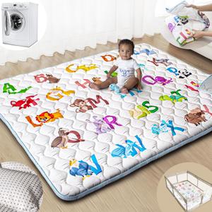 Baby Play Mats for Floor, 71x59 Upgraded Thickness & Larger Super Soft Playmat for Babies and Toddlers, Foldable Washable, Upgrade Anti-Slip Crawling Mat for Playpen(Animal Alphabets)