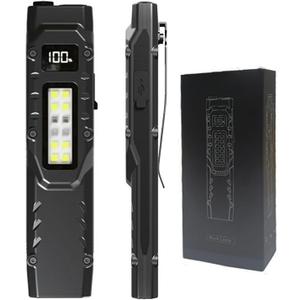 Tactical Flashlight, High Lumens EDC Flashlight with Digital Display, USB-C Rechargeable Flat Flashlight, Dual Switches & Side Light Small Pocket Flashlight for Camping,Hiking,Emergency