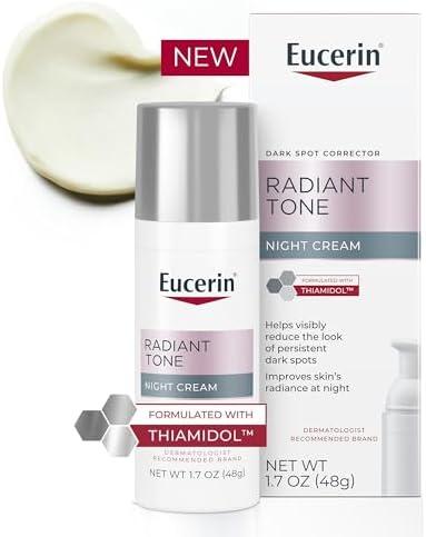Eucerin Radiant Tone Night Cream, Dark Spot Corrector with Thiamidol, Night Moisturizer for Face Helps Visibly Reduce the Look of Persistent Dark Spots, All Skin Types, 1.7 Oz Bottle