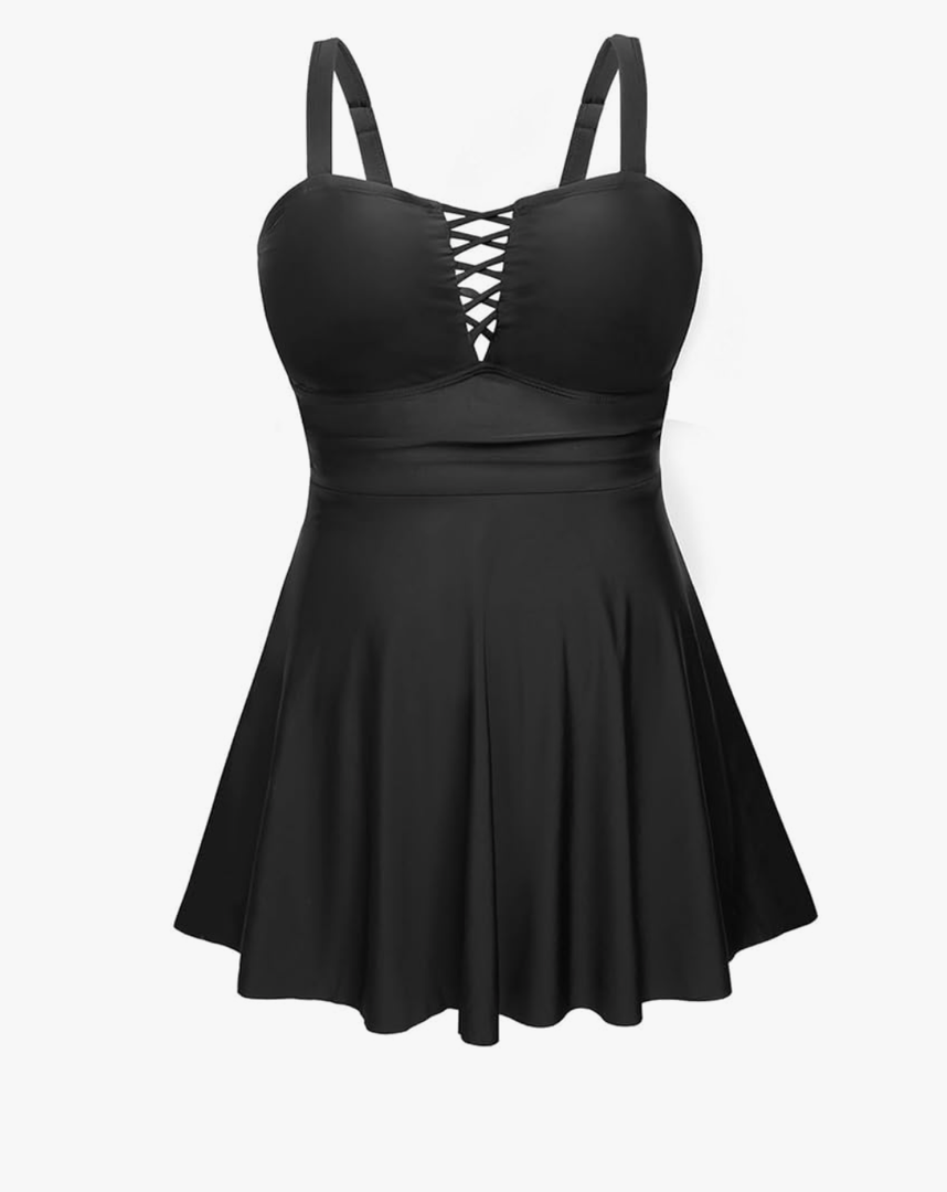 Aqua Eve Plus Size Two Piece Swim Dress Tankini with Shorts Tummy Control Swimsuit for Women Bathing Suits 24 W