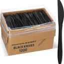 1,000 Plastic Disposable Knives Bulk Black Medium Weight Disposable Silverware Plastic Cutlery Knife
