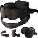 SARISUN Travel Pillow for All Airplane Seats, Airplane Pillows Combo with Chin Strap, 3D Eye Mask for Sleeping, 360 Support Travel Head Strap, Long Flights Essentials, Stop Bobblehead, Black