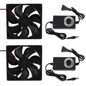 2PCS Blower Cooling Fan 120x25mm 110V 220V AC Powered Cooling Fan Dual-Ball Bearings 3 to 12V Speed Controller Fan for Receiver DVR Compatible with PlayStation Xbox Component