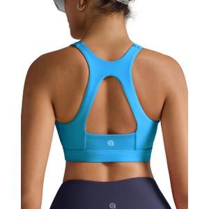 RUNNING GIRL Sports Bras for Women High Support,Racerback Supportive Molded Cup Sports Bra with Sewn in Pads (Blue, M)