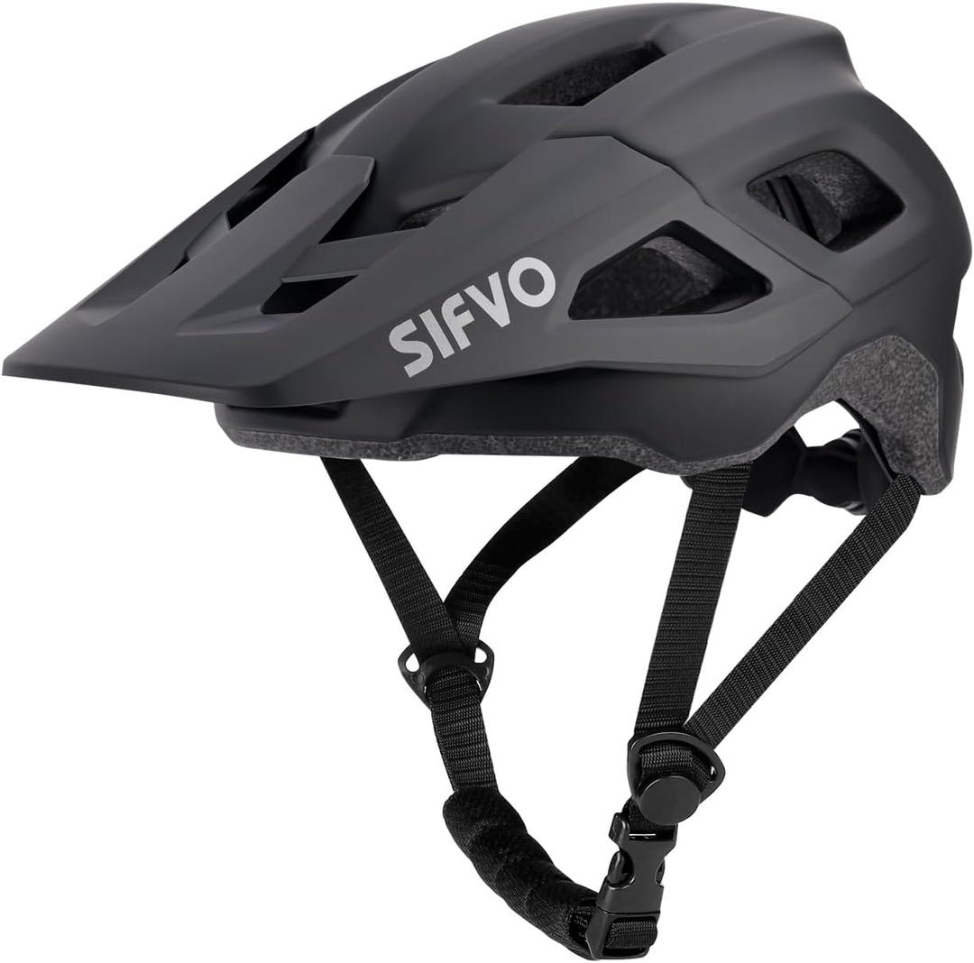 Bike Helmets for Men and Women, Mountain Bike Helmet with Extended Visor Helmets for Adults Adjustable & Comfortable Bicycle Helmet Road Bike Helmet 55-61cm (Black)