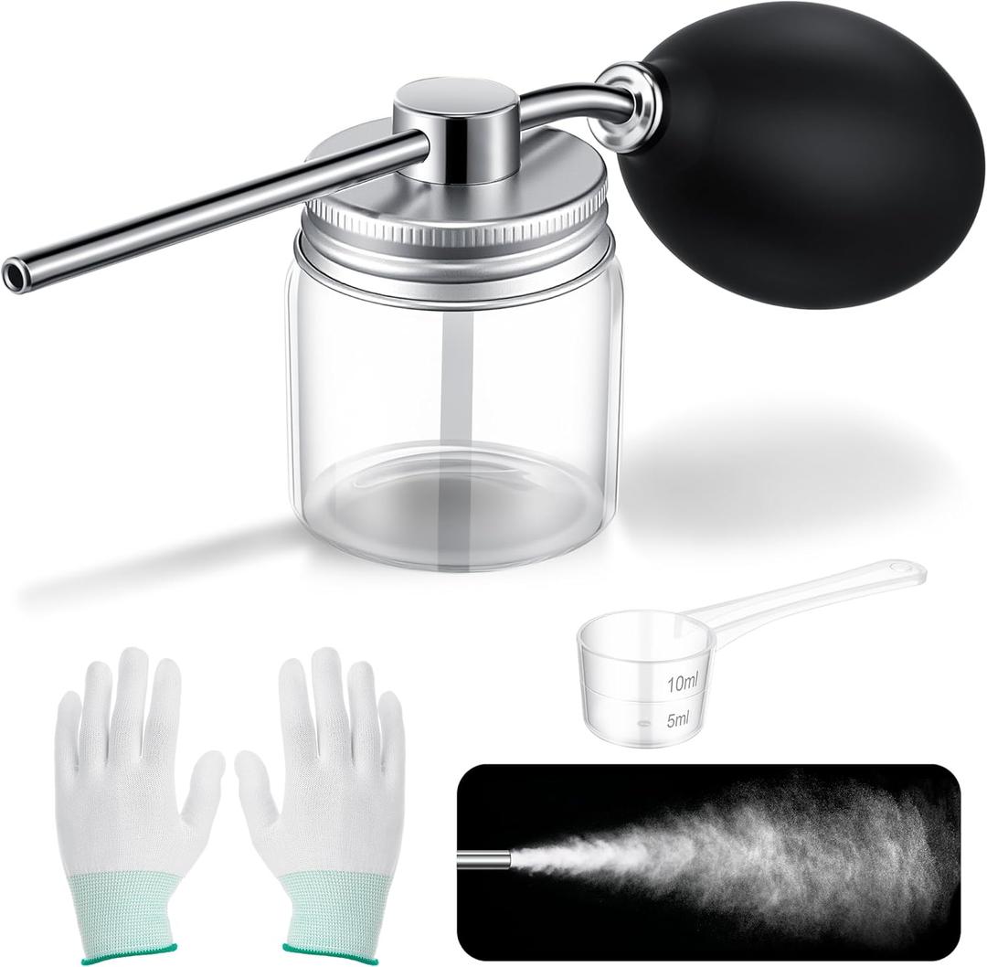 Qualirey 1 Pack Diatomaceous Round Food Grade Bulb Duster, Powder Duster About 2oz, Powder Dispenser, Home Applicator, Puffer Sprayer for Multi Purpose Indoor and Outdoor Use (Silver)