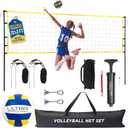 Volleyball Net for Backyard, Beach, Home, Includes 32x3 Ft Regulation Size Net, 8.5-Inch PU Volleyball, Carrying Bag, Boundary Lines, Steel Poles & Pump, Portable Volleyball Net Outdoor and Indoor