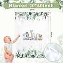 HunnmingRe Baby Safari Animals Crib Bedding Set 3 Pcs Crib Set Baby Blanket, Fitted Sheet, Pillowcase Soft Flannel Nursery Bedding for Standard Infant Bed and Toddler Mattress Newborns Gifts
