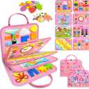 Gojmzo Busy Board Montessori Toys for Toddler Girl Birthday Gifts, Busy Book Sensory Toys for Toddlers, Learning Educational Toddler Travel Activities