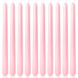 10 Inch Baby-Pink Taper Candles for Home Decoration, 10 Pack Unscented Candlesticks for Dinner Wedding Party, Smokeless and Dripless Candle Sticks