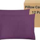 ZPECC Pillow Cases Standard Size Set of 12, 20x26 Envelope Closure Pillowcases, Soft Plain Brushed Microfiber Covers Hypoallergenic Breathable, Dark Purple