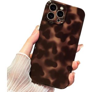 Anuck for iPhone 16 Pro Case Tortoise Shell Phone Case, Cute Chic Amber Leopard Cheetah Print Aesthetic Design Full Camera Protection, Soft TPU Slim Shockproof Cover 6.3" for Women Girls Men-Brown