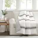 Lush Decor Farmhouse Stripe Reversible Throw, Single, 50" W x 60" L, Black - Classic Modern Rustic Charm - Cozy Soft Single Pinstripe Print Blanket