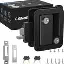 RV Door Lock Replacement with Paddle Latch, Black Camper Door Lock for Travel Trailers and Enclosed Trailer, Includes 4 Keys
