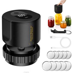 Mason jar Vacuum Sealer, Electric Mason Jar Vacuum Sealer Kit for Wide Mouth & Regular Mouth Mason Jars,for Food Storage and Fermentation (Black)