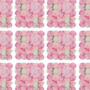 Artificial Flower Wall Backdrop 16pcs 16.5x16.5 Inch Silk Rose Floral Wall Panel Decor Ideal for Wedding Celebrations, Festive Party Birthday Backdrops and Elegant Home Decor- Pink