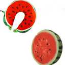 HUAWELL 2 Piece Watermelon Slice Realistic Soft Velvet Foam Pillow