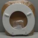 Mayfair Padded Toilet Seat with Chrome Hinges, Soft Vinyl over Wood Core Seat, Made in USA, Round, White (Elongated)