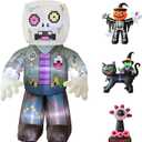 LANGXUN 8ft Pixel Zombie 2025 Halloween Inflatable Decoration - Giant Blow-Up Outdoor Indoor Cute Skeleton Ghost Yard Decor with LED Lights for Lawn, Garden, Patio Party Display