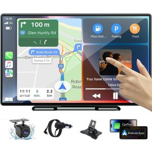 9 Inch Wireless Car Stereo with Carplay & Android Auto,Car Play Screen,Portable Touch Screen,Mirror Link, Bluetooth, AUX,FM,Siri
